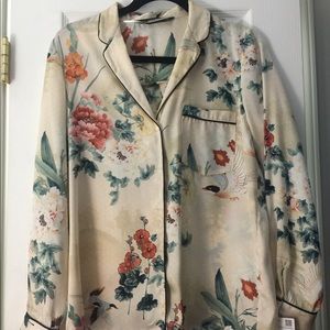 Zara printed long sleeve shirt Medium